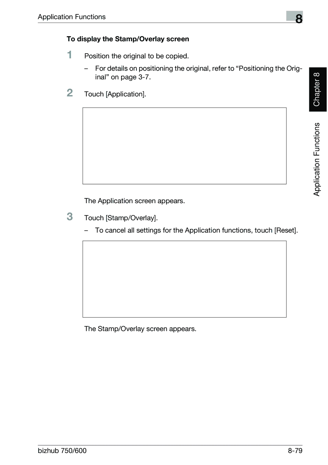 Konica Minolta 750 manual To display the Stamp/Overlay screen 