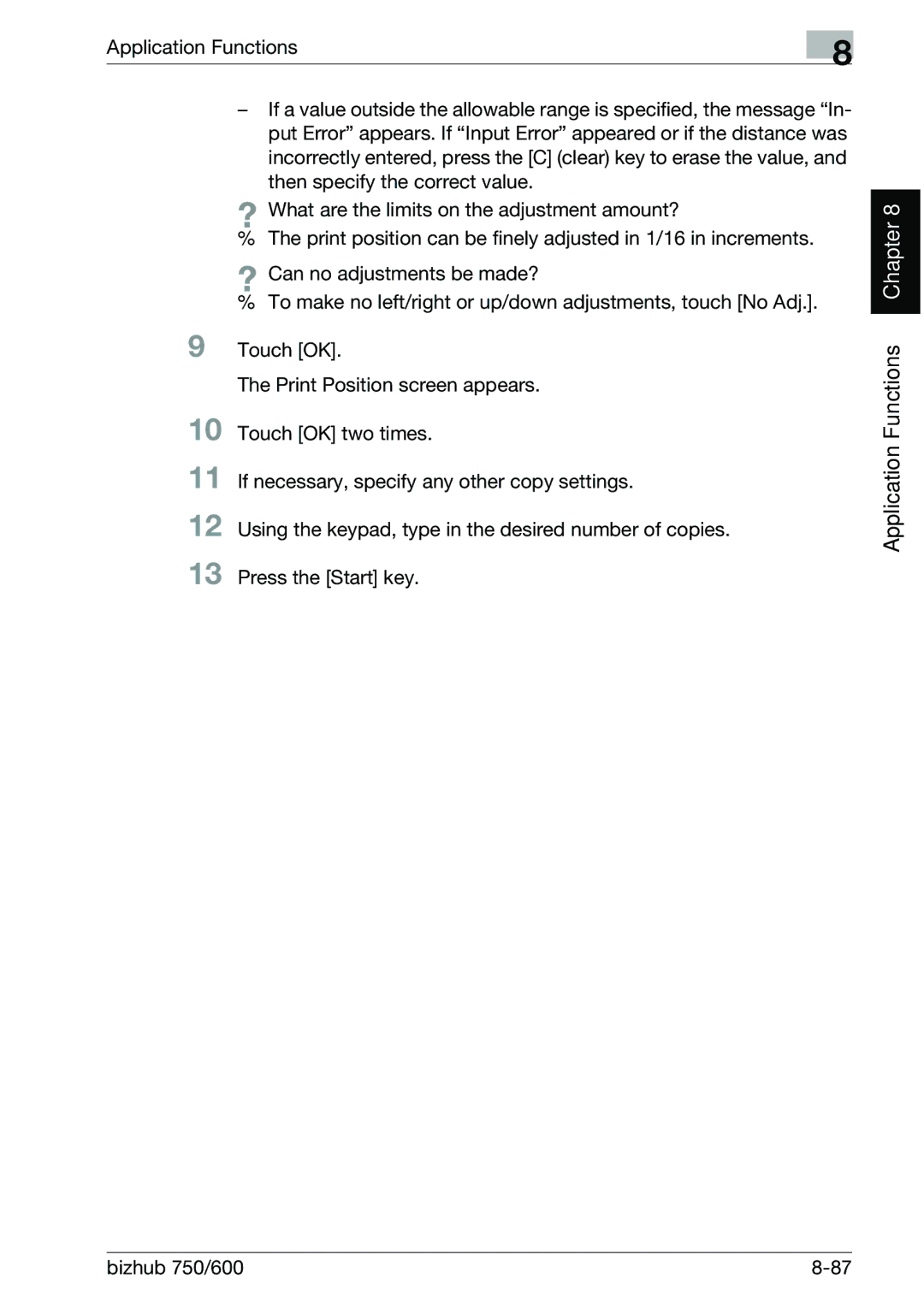 Konica Minolta 750 manual Application Functions Chapter 