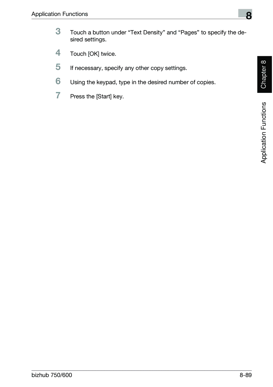 Konica Minolta 750 manual Application Functions Chapter 