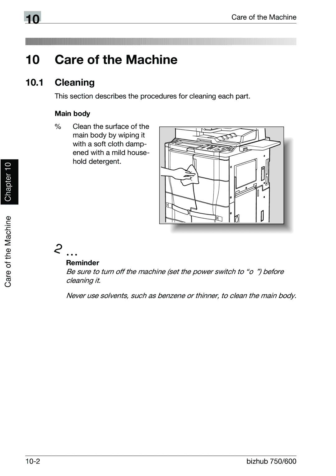 Konica Minolta 750 manual Cleaning, This section describes the procedures for cleaning each part 