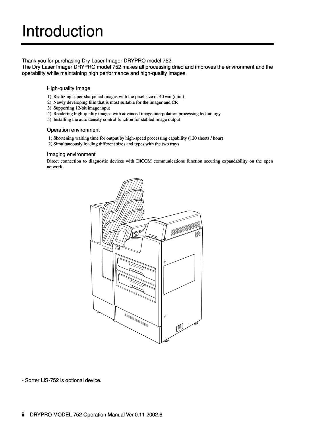 Konica Minolta 752 operation manual Introduction 