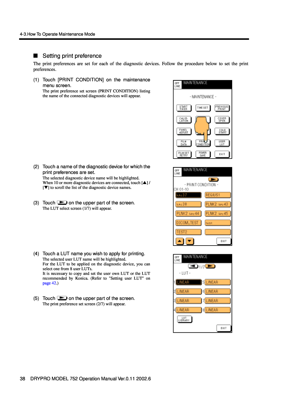 Konica Minolta 752 operation manual Setting print preference 