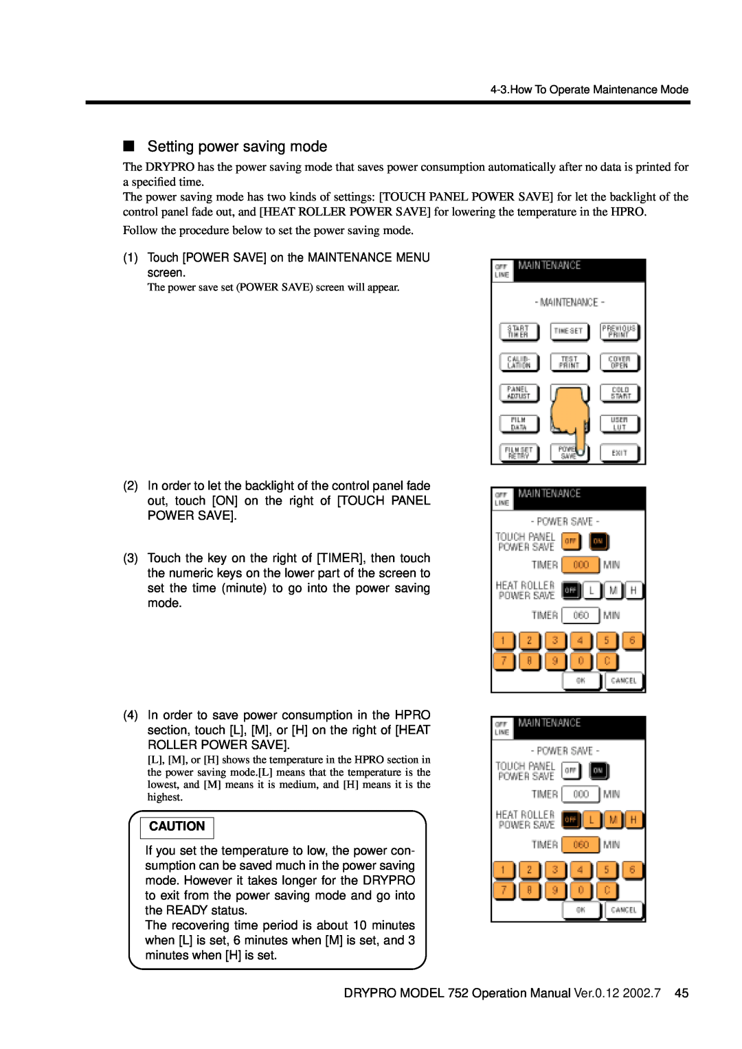 Konica Minolta 752 operation manual Setting power saving mode 