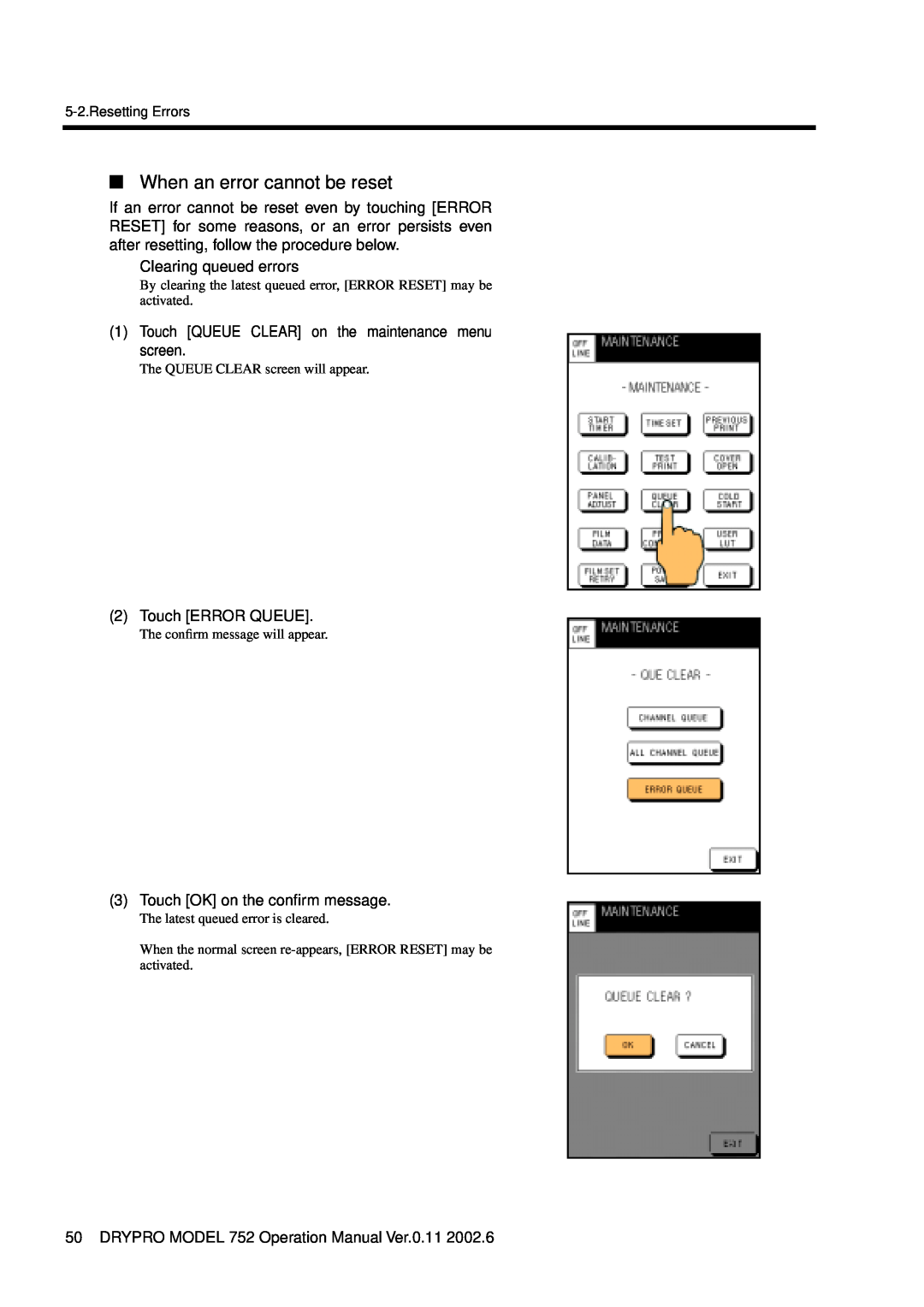 Konica Minolta 752 operation manual When an error cannot be reset 