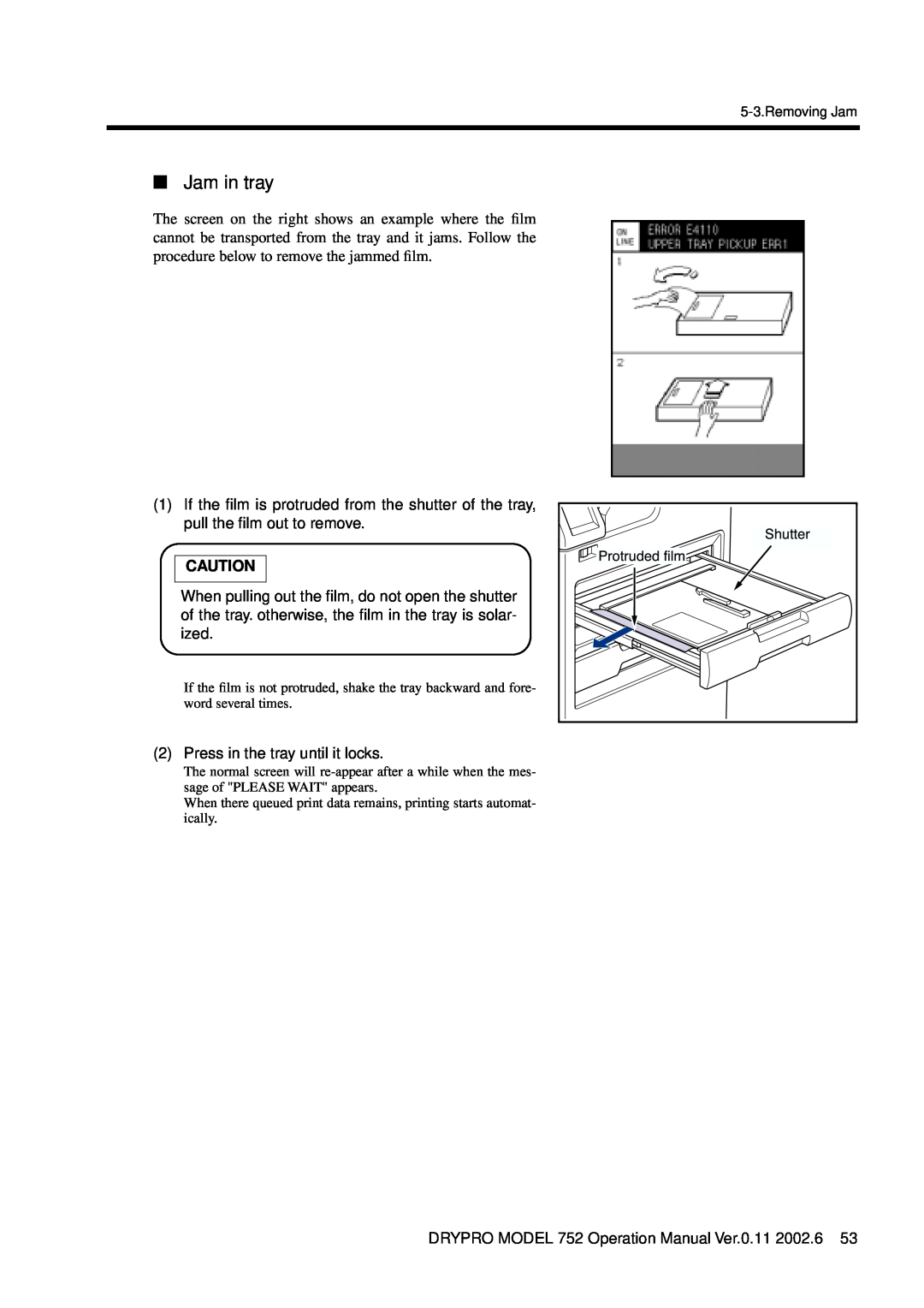 Konica Minolta 752 operation manual Jam in tray 