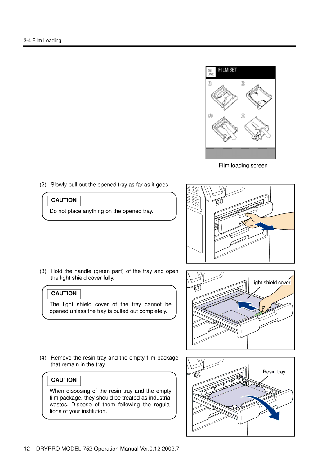 Konica Minolta 752 operation manual Resin tray 