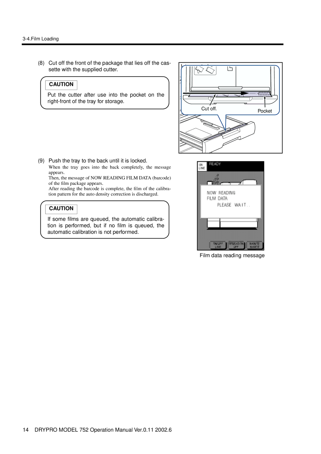 Konica Minolta 752 operation manual Push the tray to the back until it is locked 