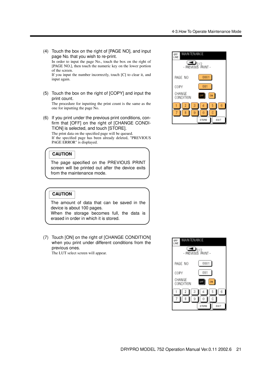 Konica Minolta 752 operation manual Touch the box on the right of Copy and input the print count 