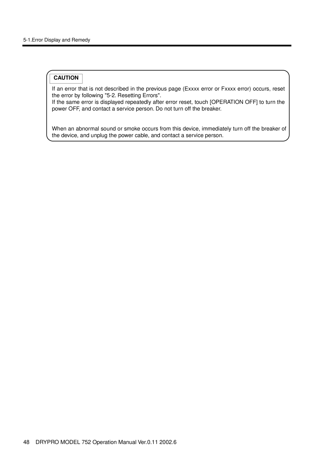 Konica Minolta 752 operation manual Error Display and Remedy 