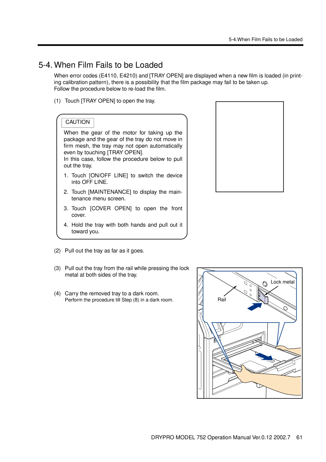 Konica Minolta 752 operation manual When Film Fails to be Loaded 