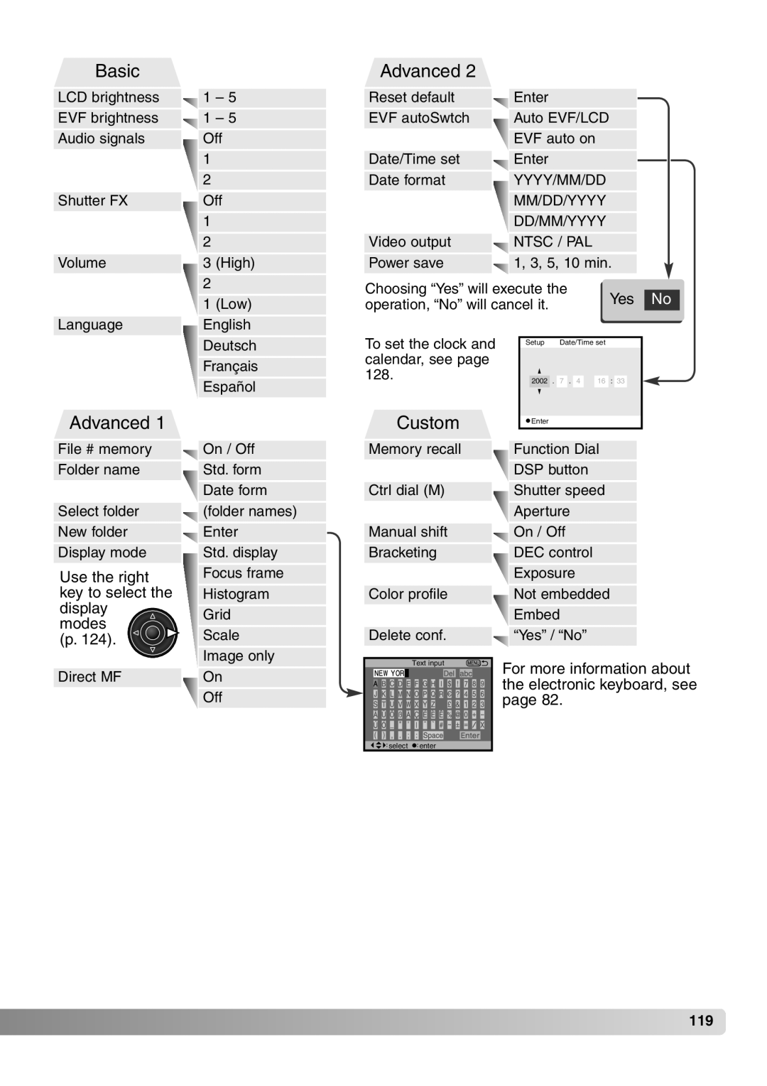 Konica Minolta 7Hi instruction manual Custom 