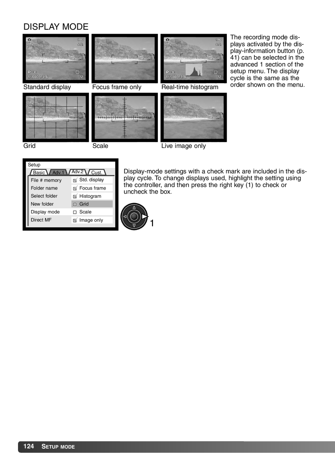 Konica Minolta 7Hi instruction manual Display Mode 