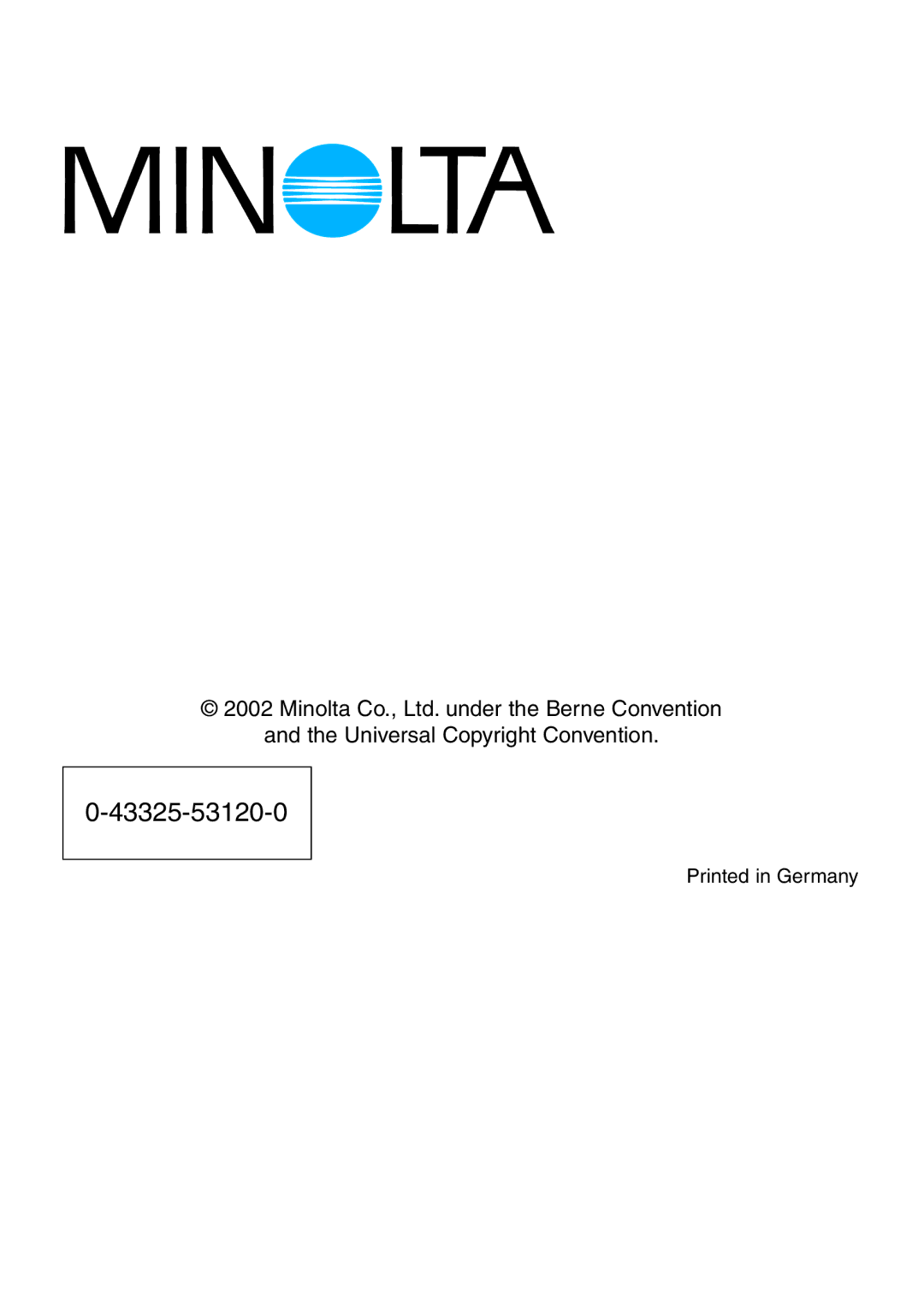 Konica Minolta 7Hi instruction manual 43325-53120-0 