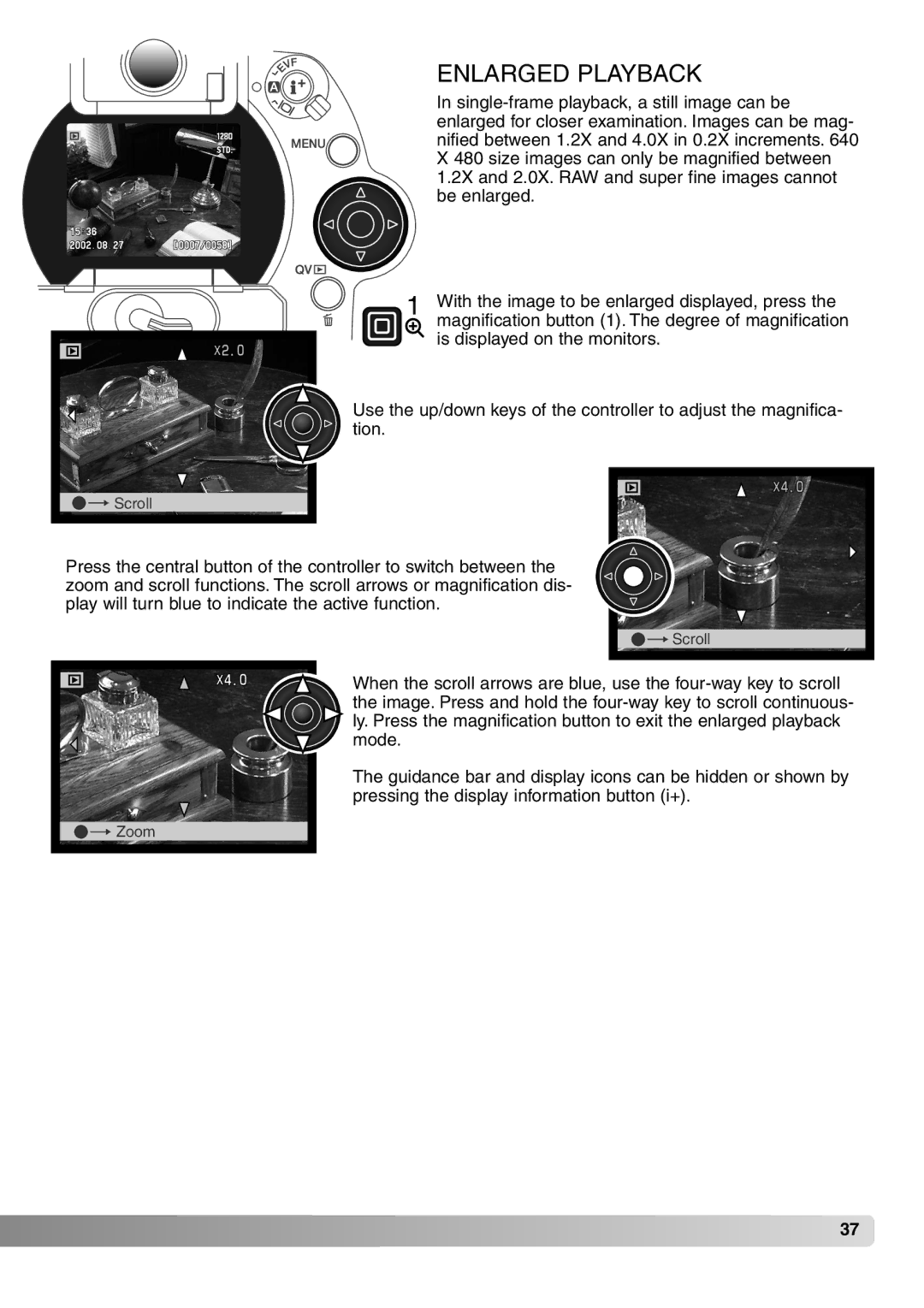 Konica Minolta 7Hi instruction manual Enlarged Playback 