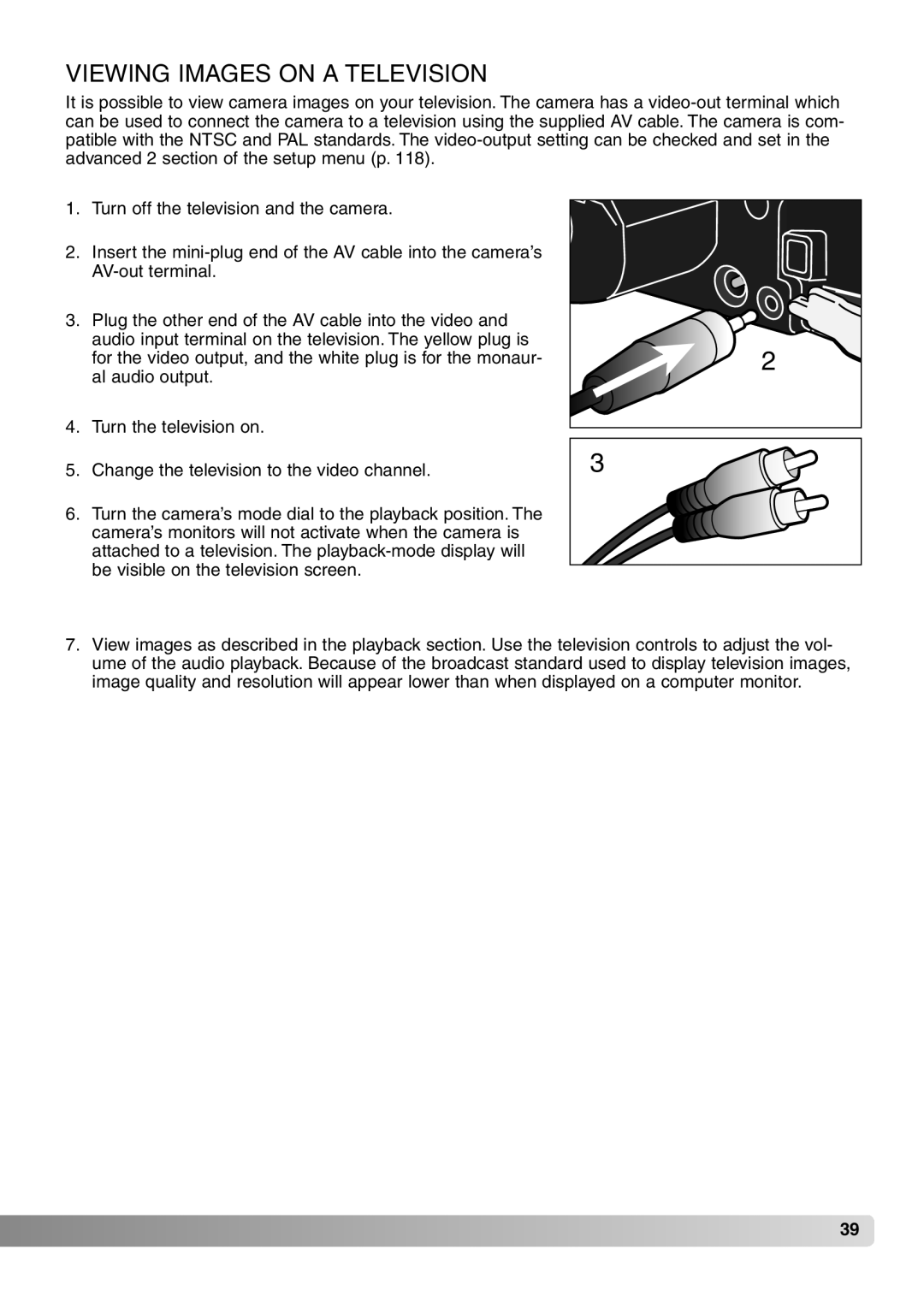 Konica Minolta 7Hi instruction manual Viewing Images on a Television 