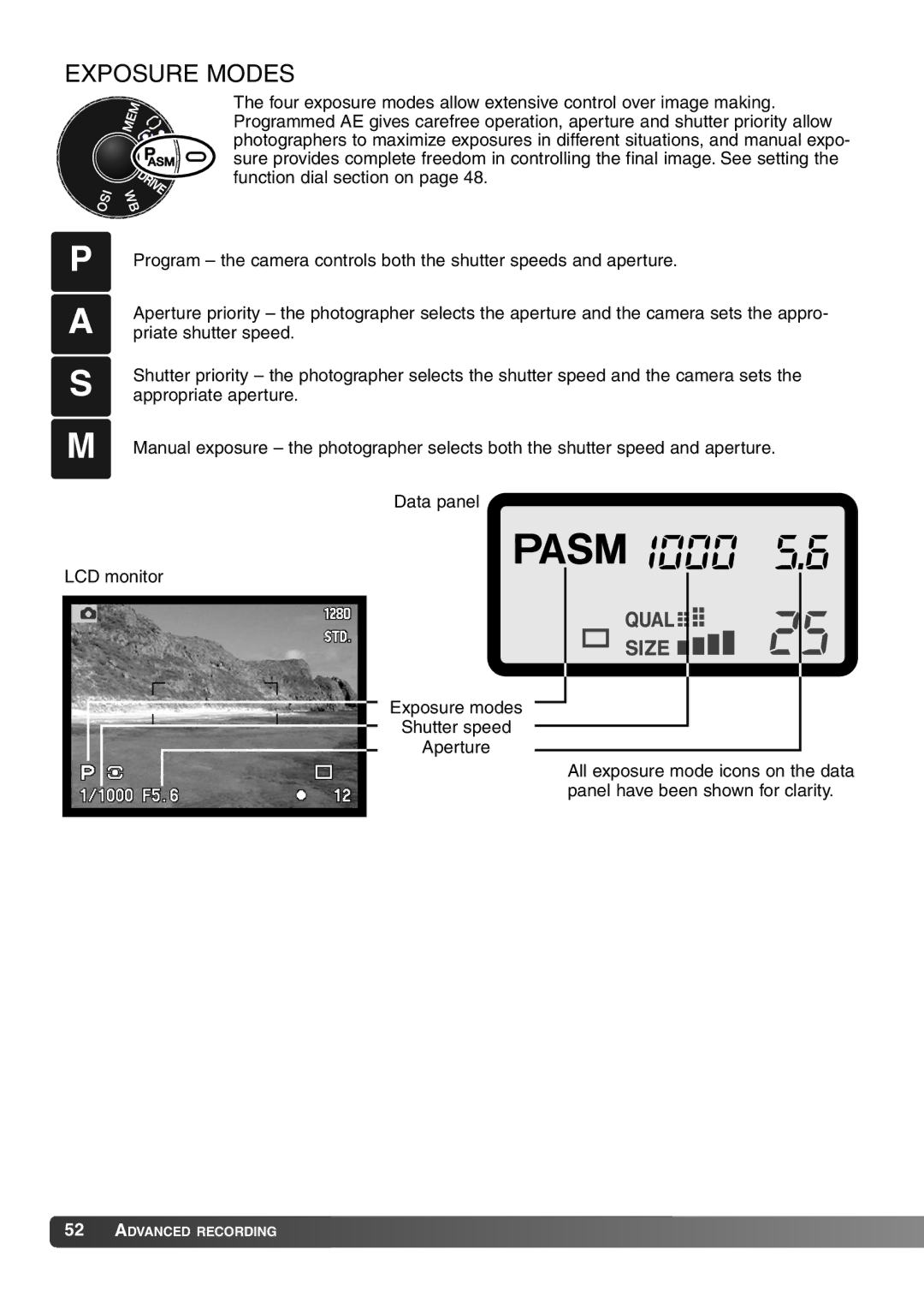 Konica Minolta 7Hi instruction manual Exposure Modes 