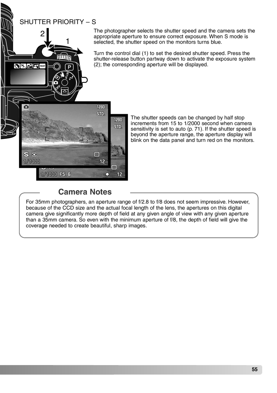 Konica Minolta 7Hi instruction manual Shutter Priority S 