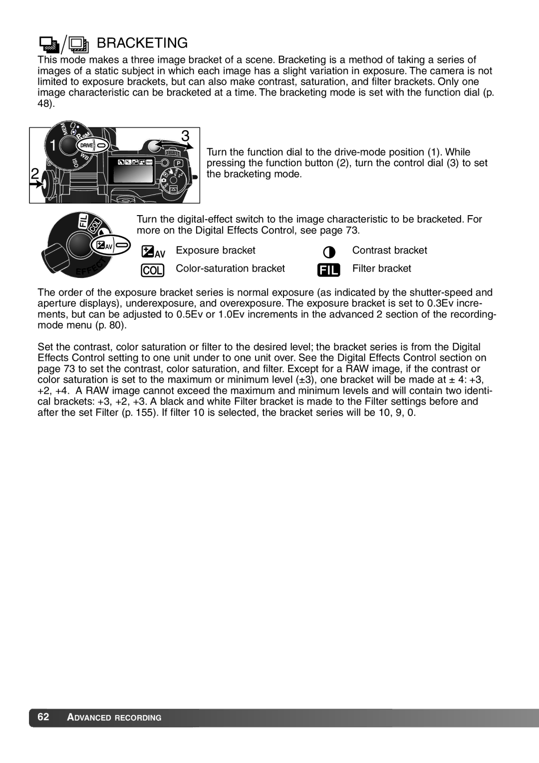 Konica Minolta 7Hi instruction manual Bracketing 