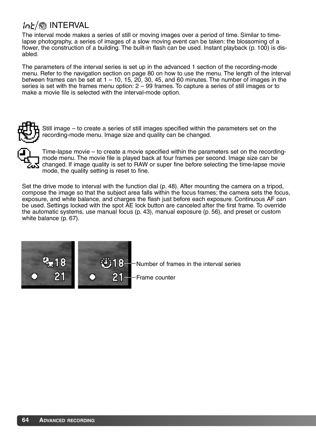 Konica Minolta 7Hi instruction manual Interval 