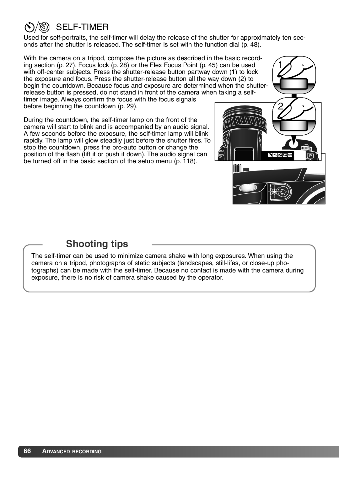 Konica Minolta 7Hi instruction manual Self-Timer 