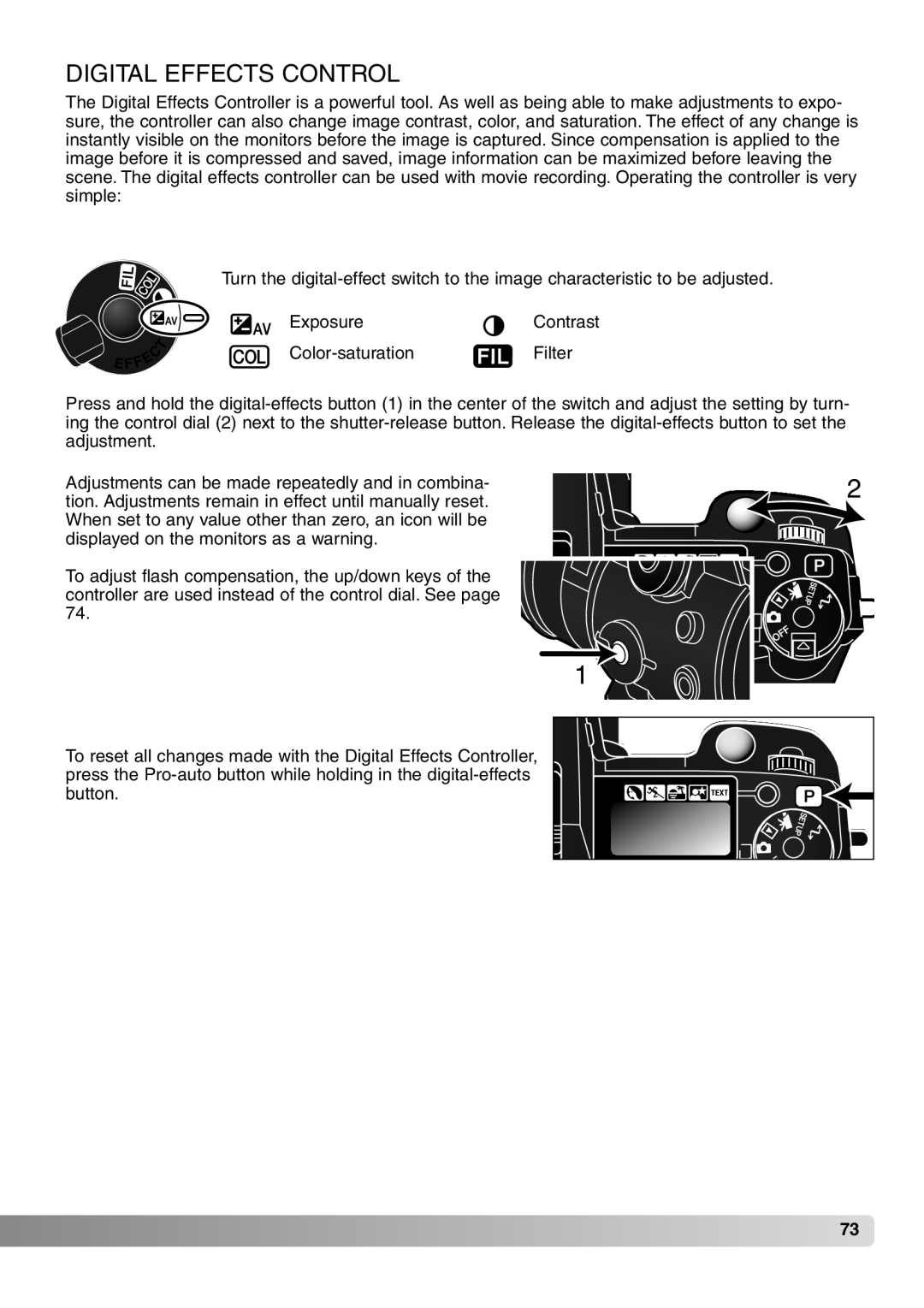 Konica Minolta 7Hi instruction manual Digital Effects Control 