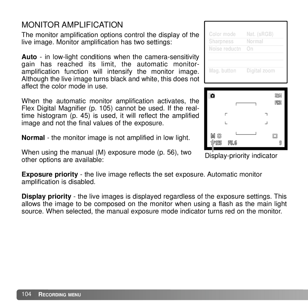 Konica Minolta A2 instruction manual Monitor Amplification 