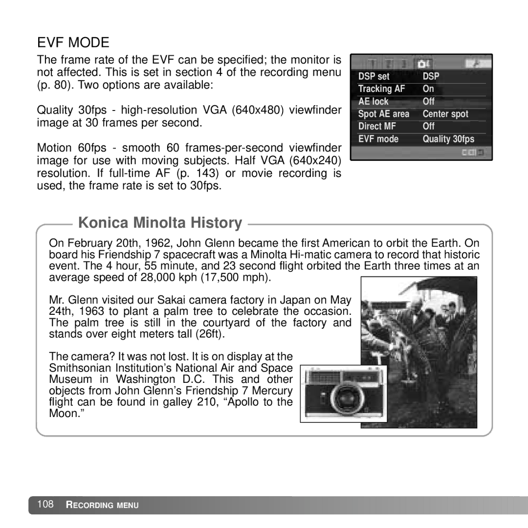 Konica Minolta A2 instruction manual EVF Mode 