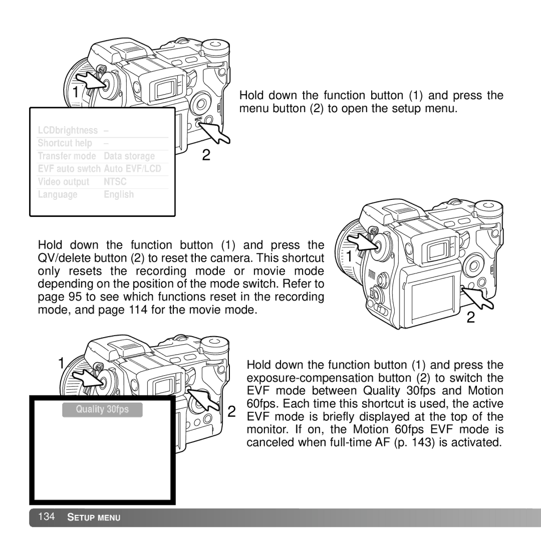 Konica Minolta A2 instruction manual Quality 30fps 