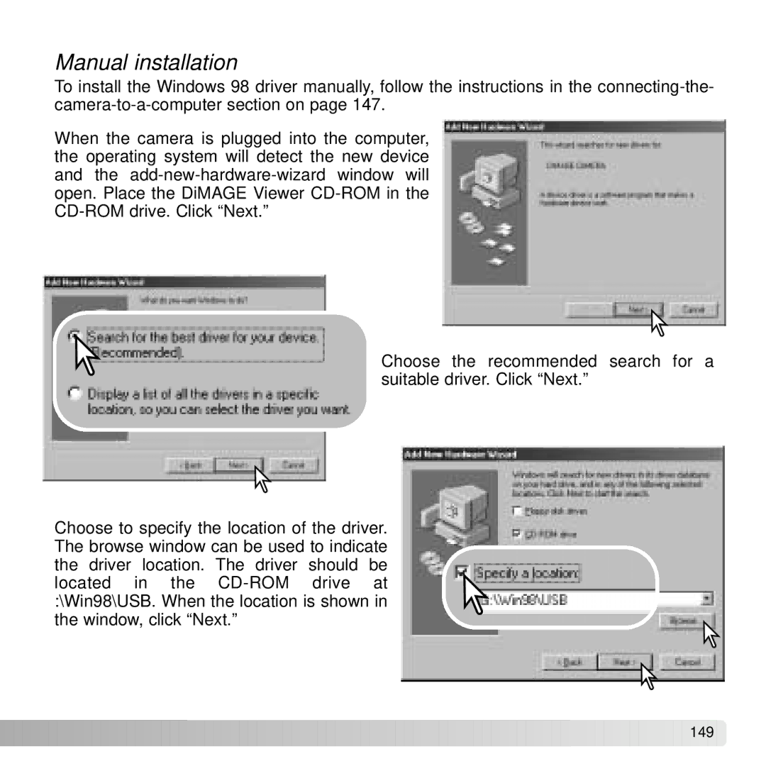 Konica Minolta A2 instruction manual Manual installation 