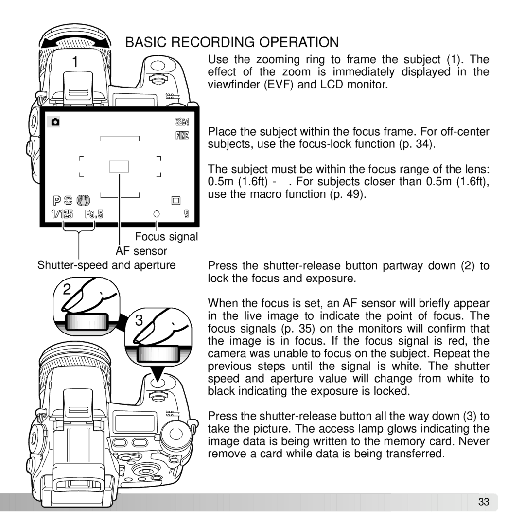 Konica Minolta A2 instruction manual Basic Recording Operation 