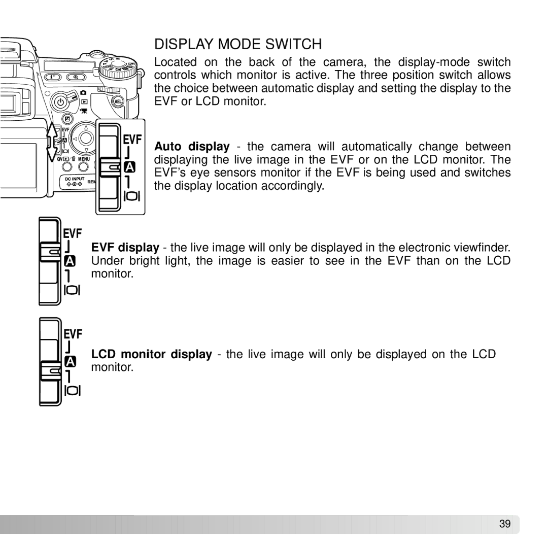 Konica Minolta A2 instruction manual Display Mode Switch 