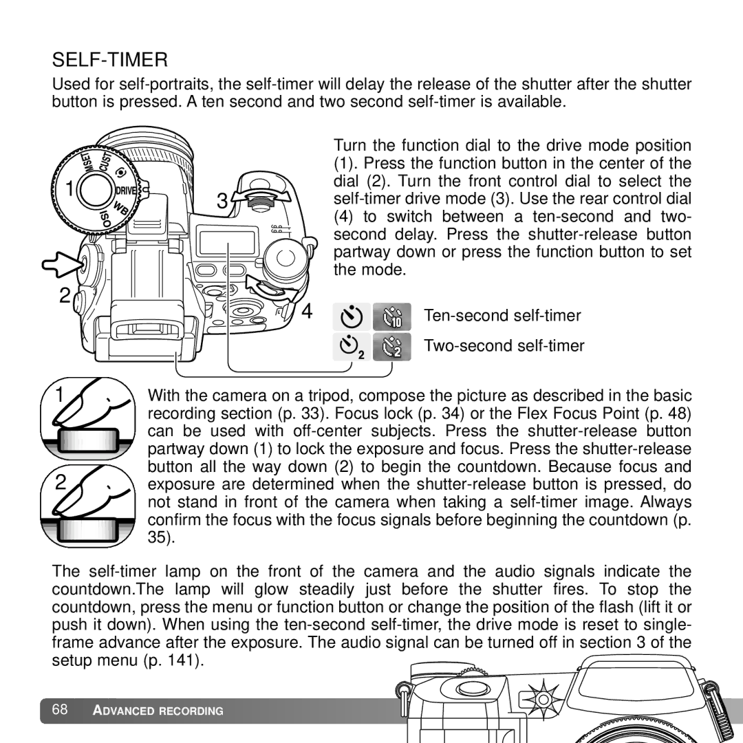 Konica Minolta A2 instruction manual Self-Timer 