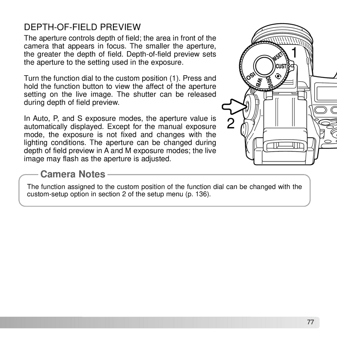 Konica Minolta A2 instruction manual DEPTH-OF-FIELD Preview 