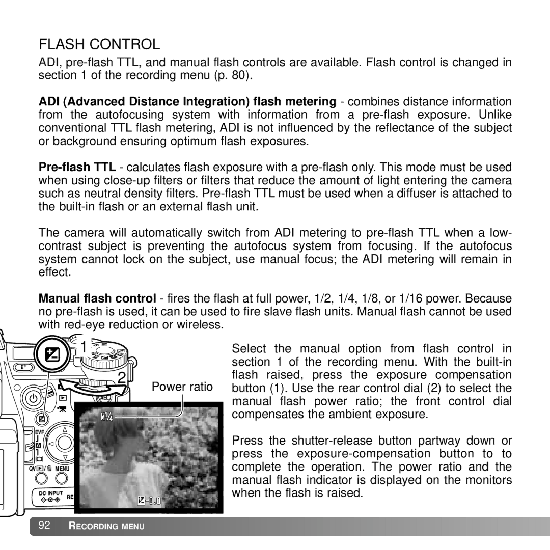 Konica Minolta A2 instruction manual Flash Control 