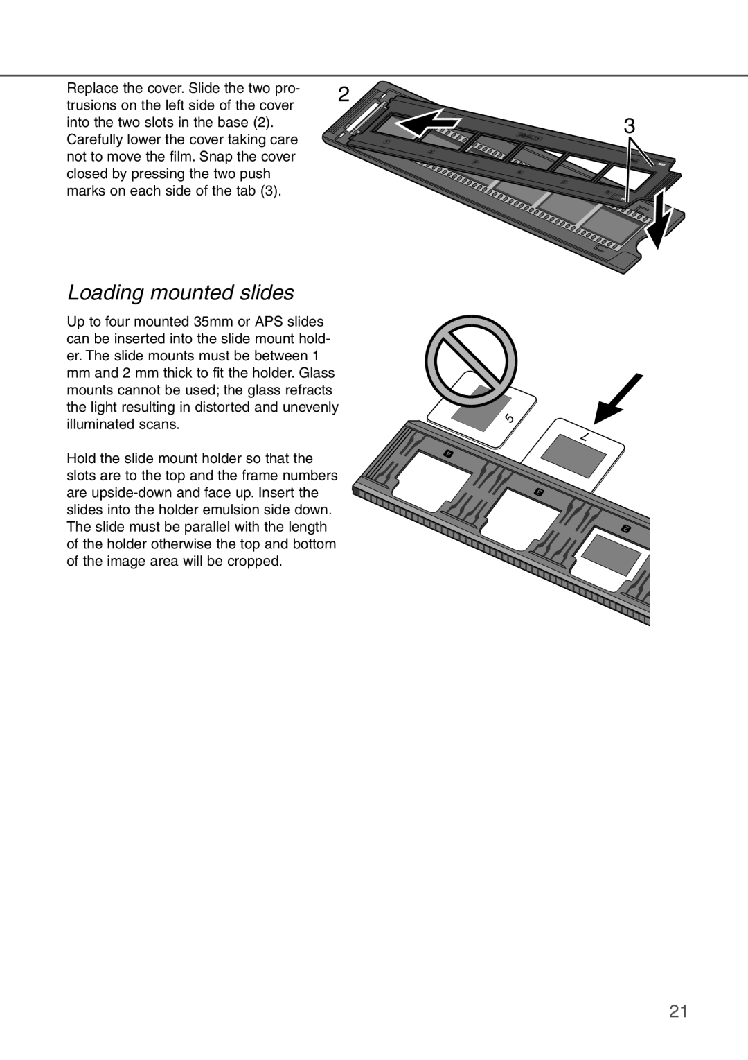Konica Minolta AF-2840 instruction manual Loading mounted slides 