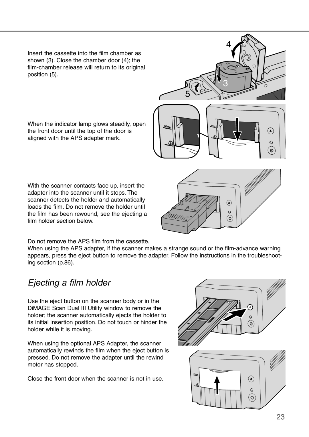 Konica Minolta AF-2840 instruction manual Ejecting a film holder 