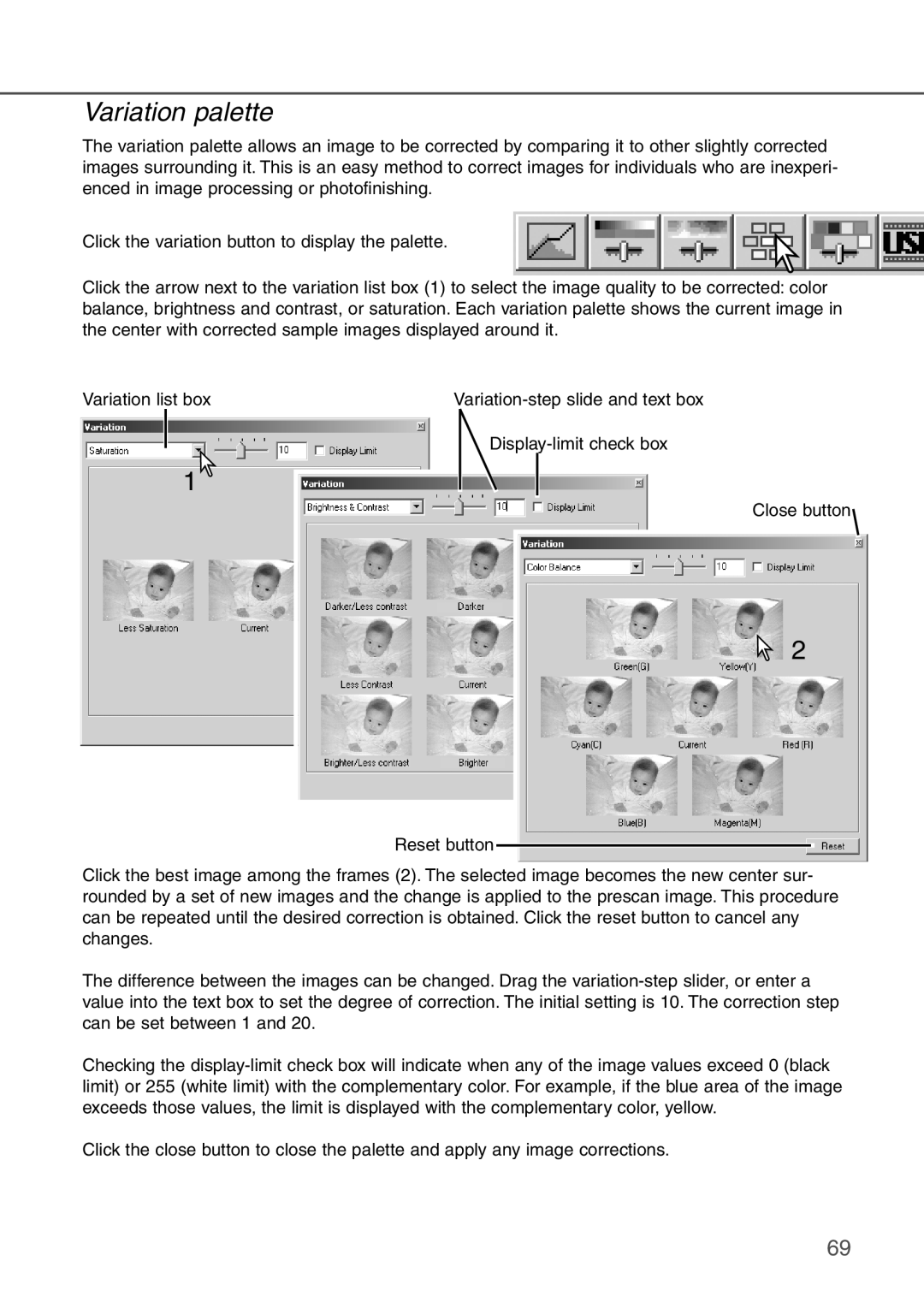 Konica Minolta AF-2840 instruction manual Variation palette 