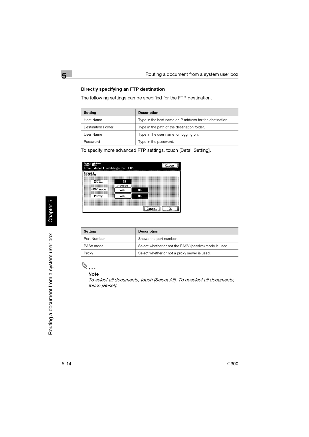 Konica Minolta bizhub C300 manual Directly specifying an FTP destination 