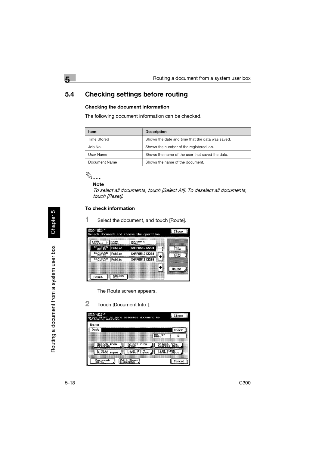 Konica Minolta bizhub C300 manual Checking settings before routing 