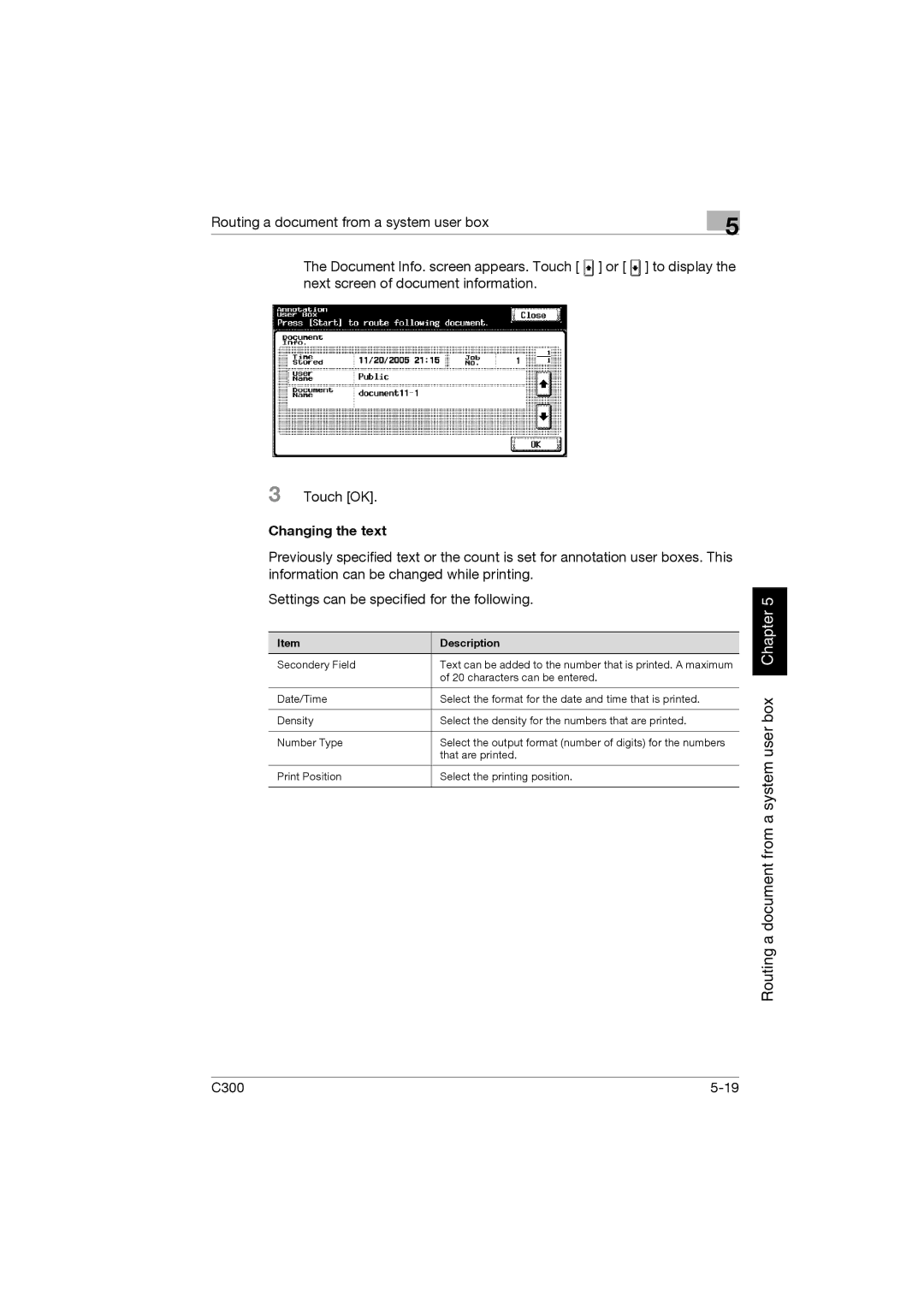 Konica Minolta bizhub C300 manual Changing the text 