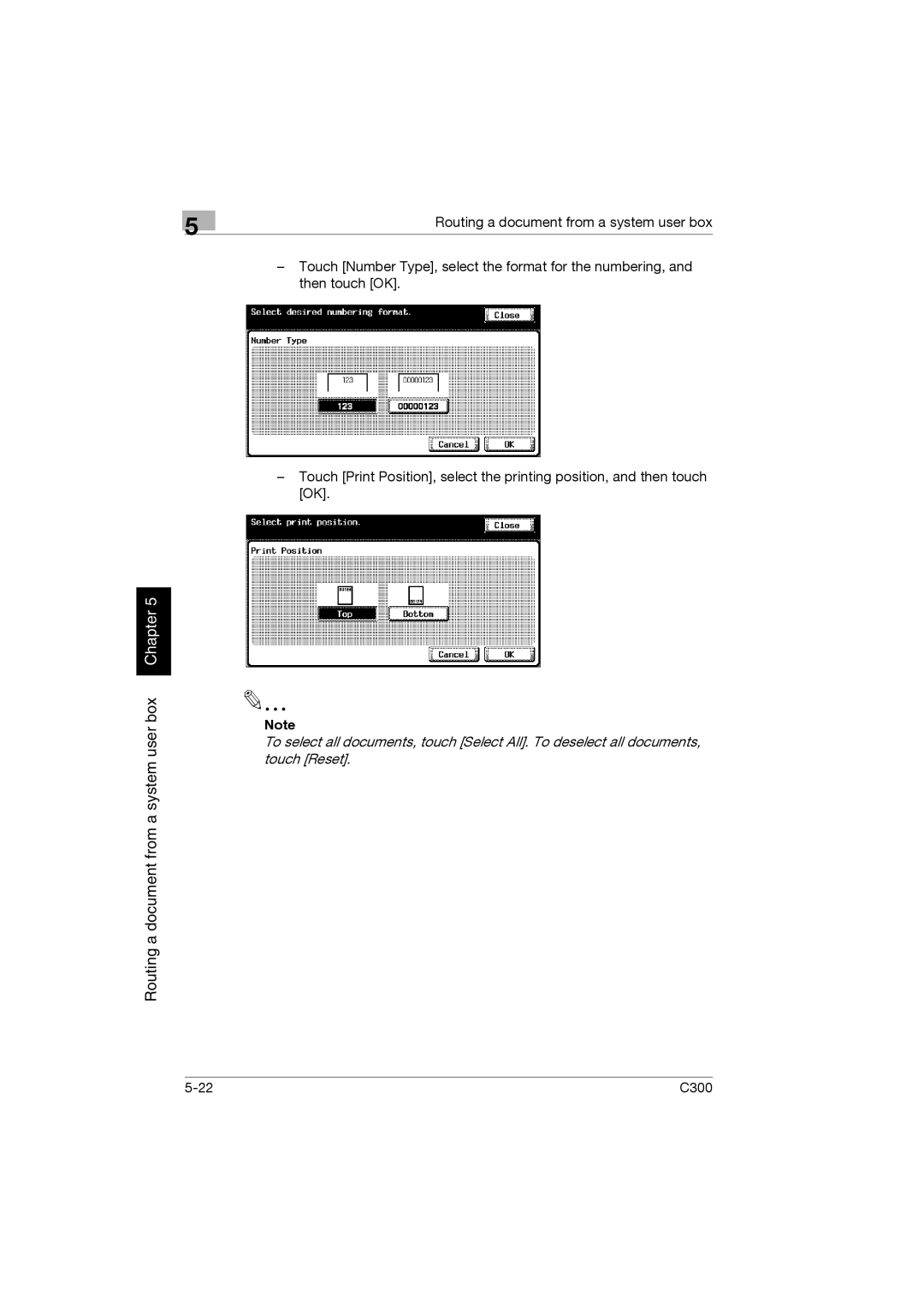 Konica Minolta bizhub C300 manual Routing a document from a system user box Chapter 