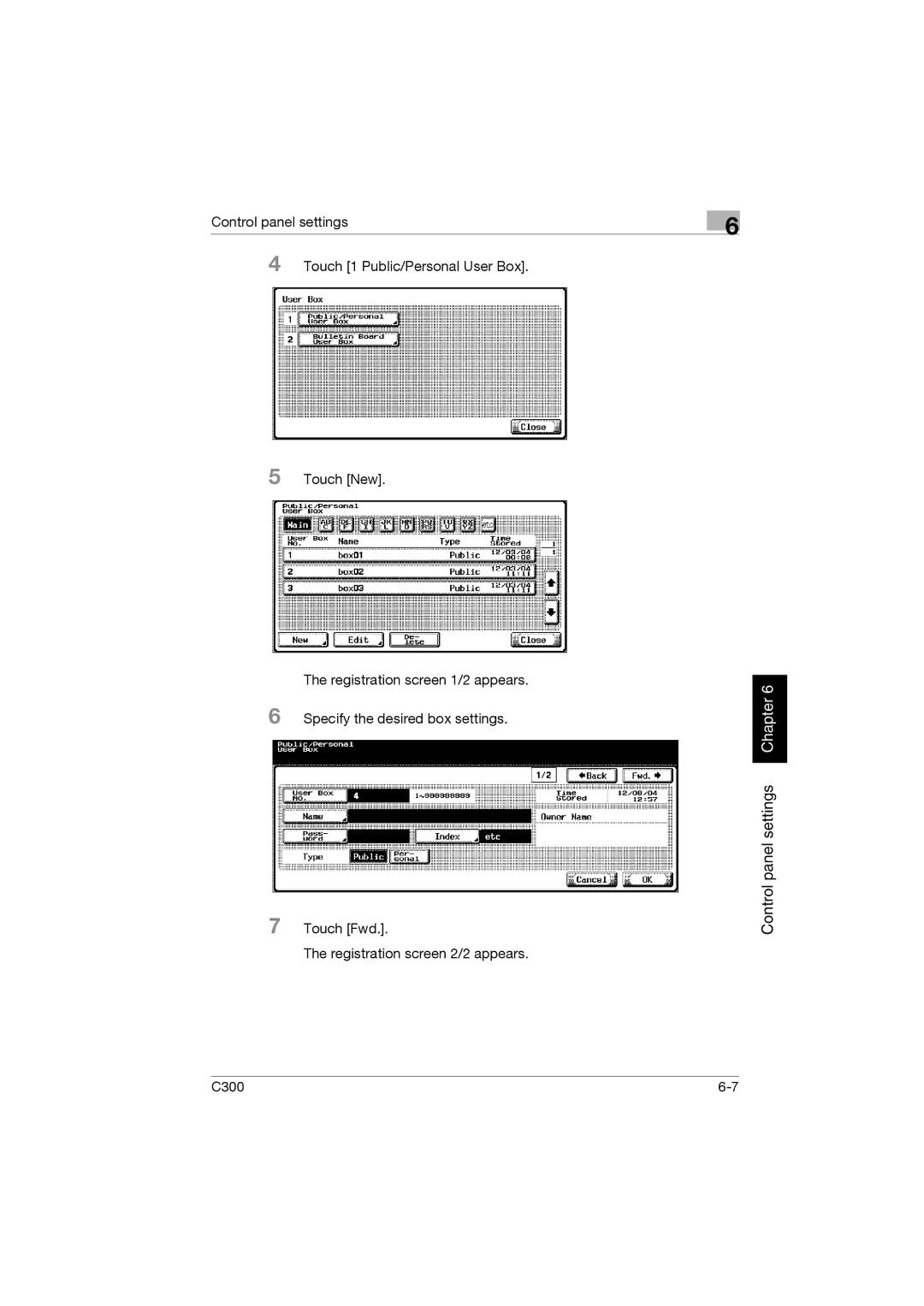 Konica Minolta bizhub C300 manual Control panel settings Chapter 