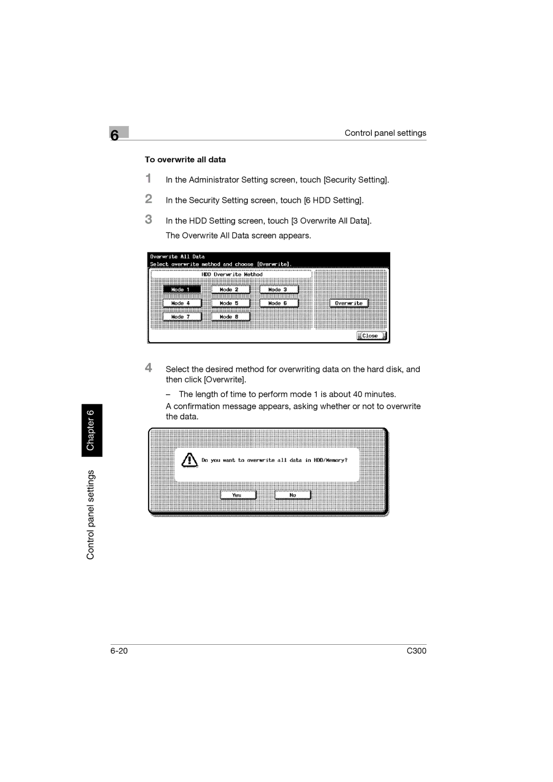 Konica Minolta bizhub C300 manual To overwrite all data 