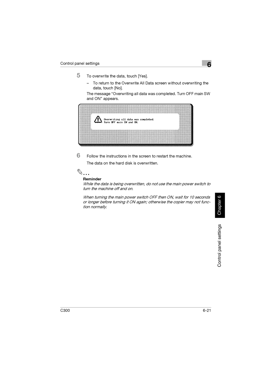 Konica Minolta bizhub C300 manual Reminder 