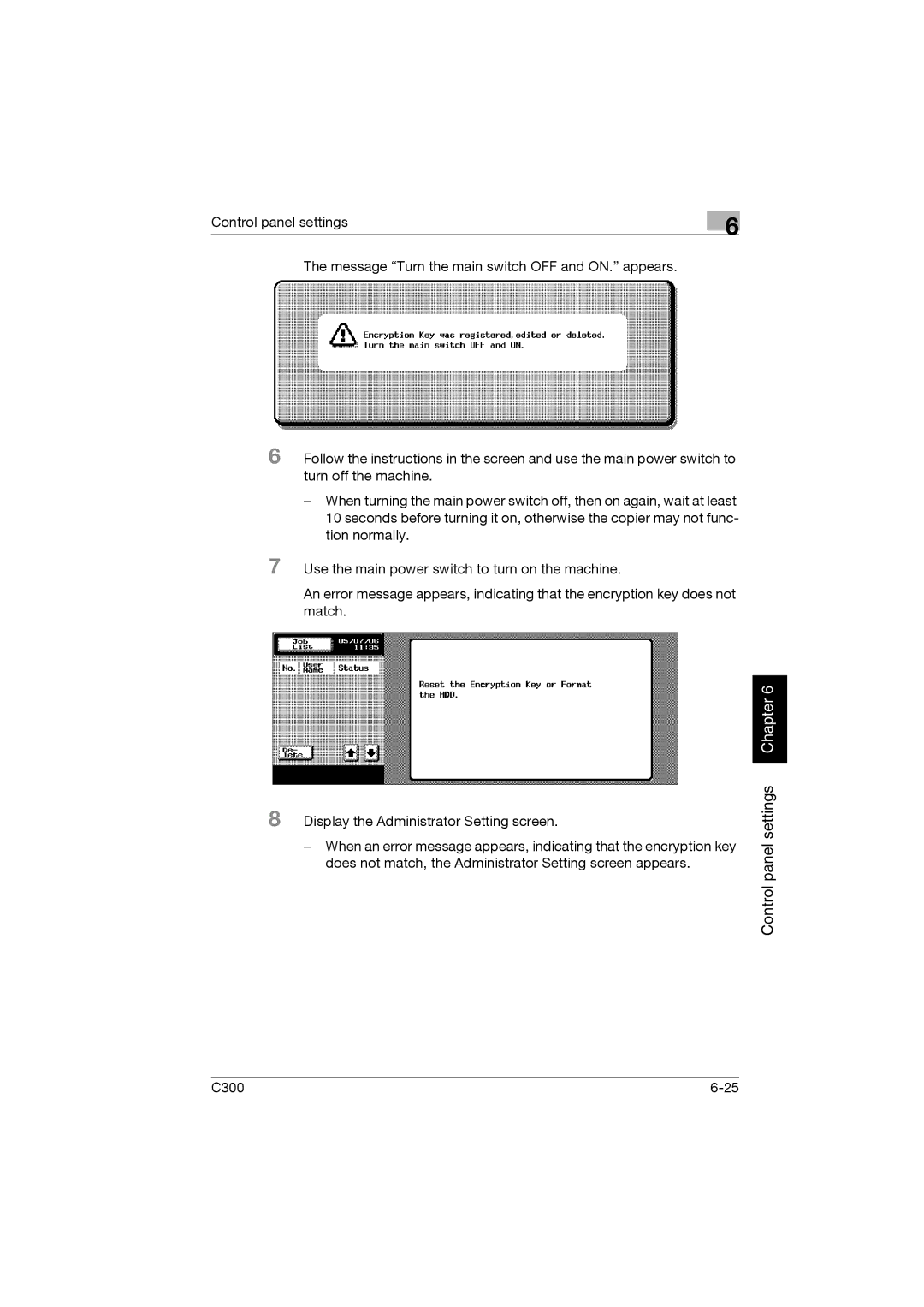 Konica Minolta bizhub C300 manual Control panel settings Chapter 