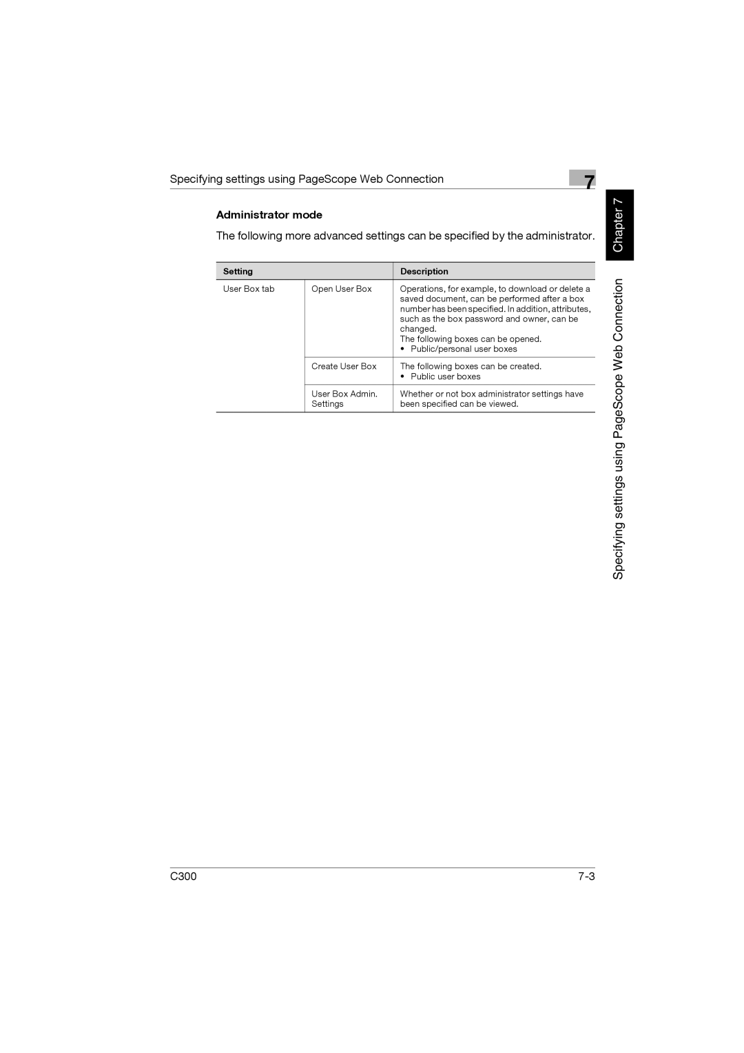 Konica Minolta bizhub C300 manual Administrator mode 