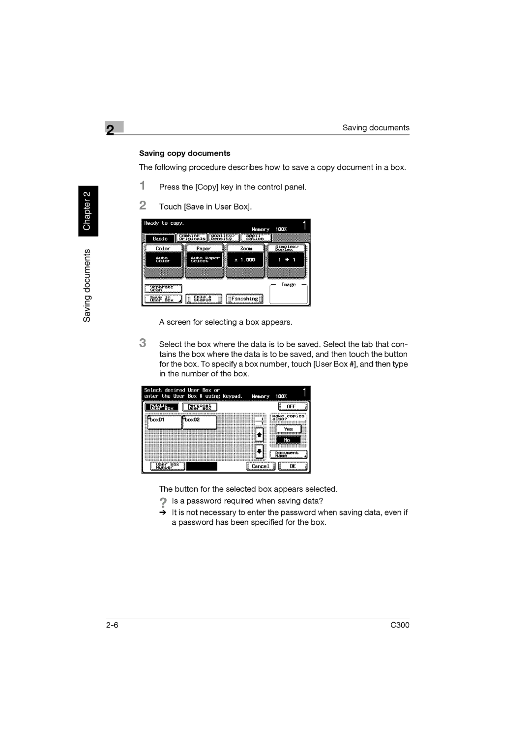 Konica Minolta bizhub C300 manual Saving copy documents 