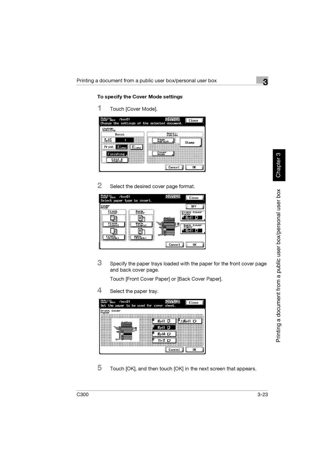 Konica Minolta bizhub C300 manual To specify the Cover Mode settings 