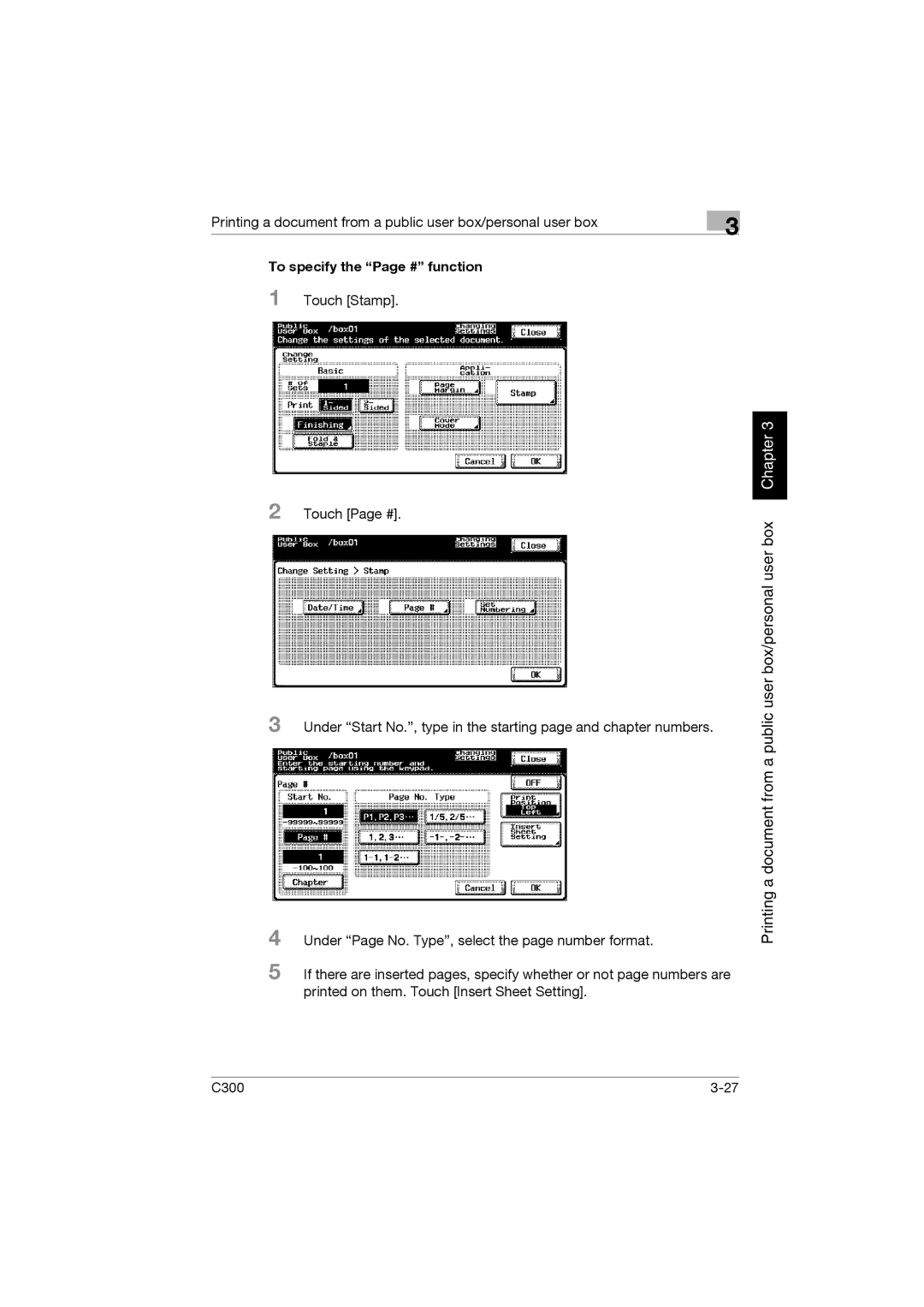 Konica Minolta bizhub C300 manual To specify the Page # function 