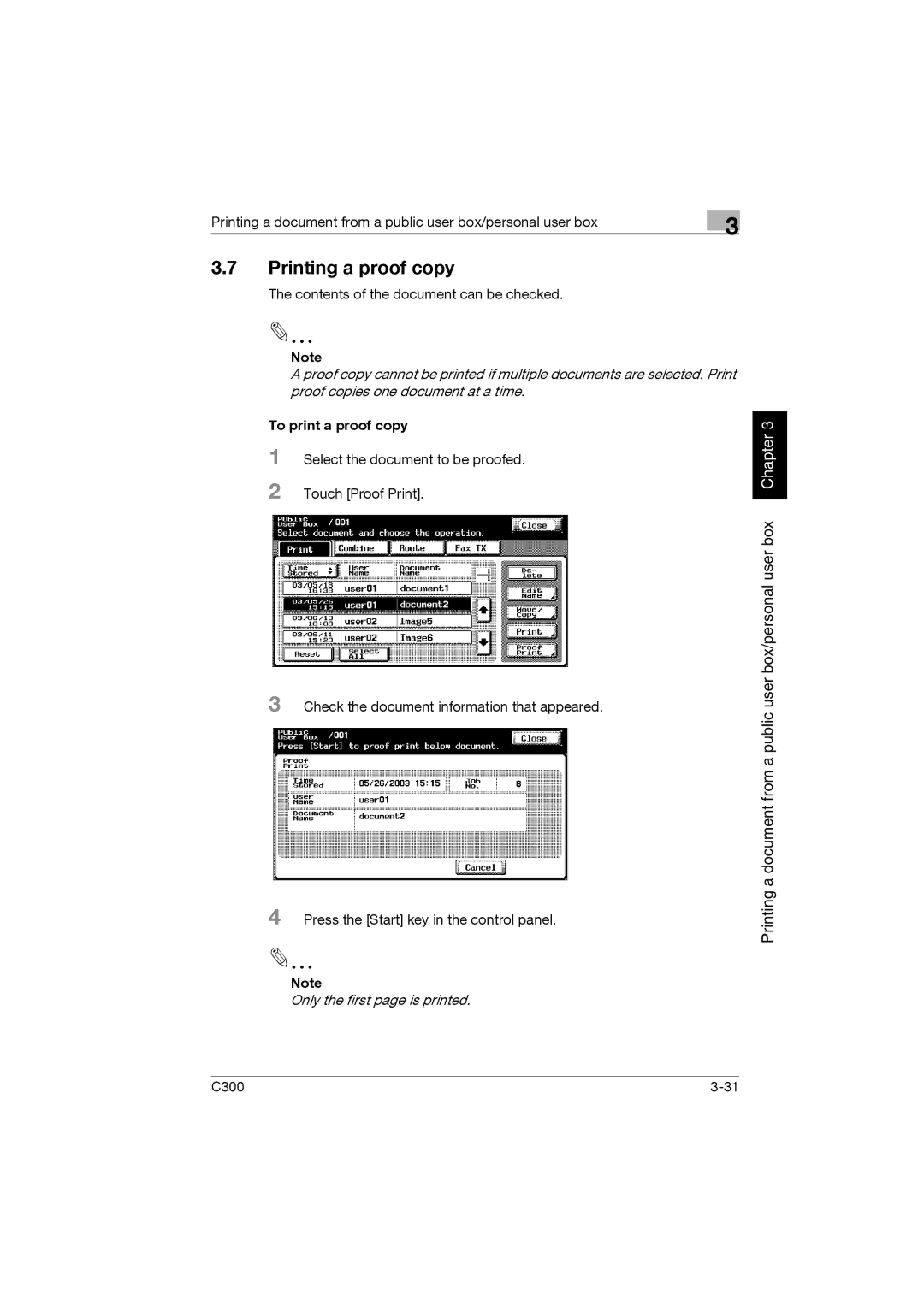 Konica Minolta bizhub C300 manual Printing a proof copy, To print a proof copy 